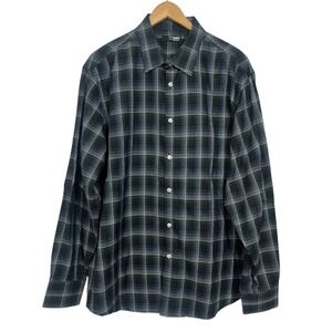 Murano Liquid Luxury Mens Plaid Long Sleeve Button Down Shirt XL Office Casual